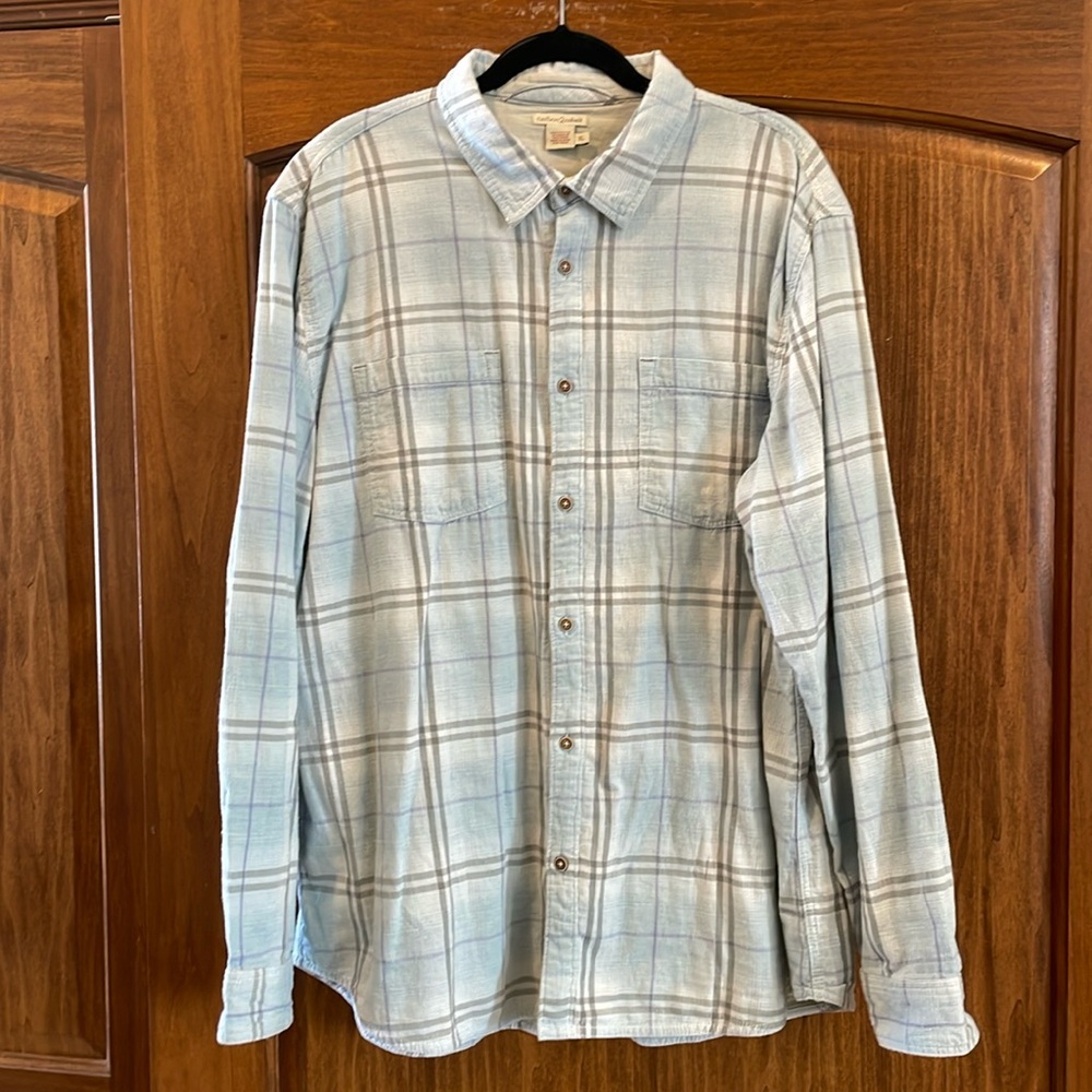 Carbon 2 Cobalt Shirt Men's XL Blue Plaid Double Cloth Lined Long Sleeve